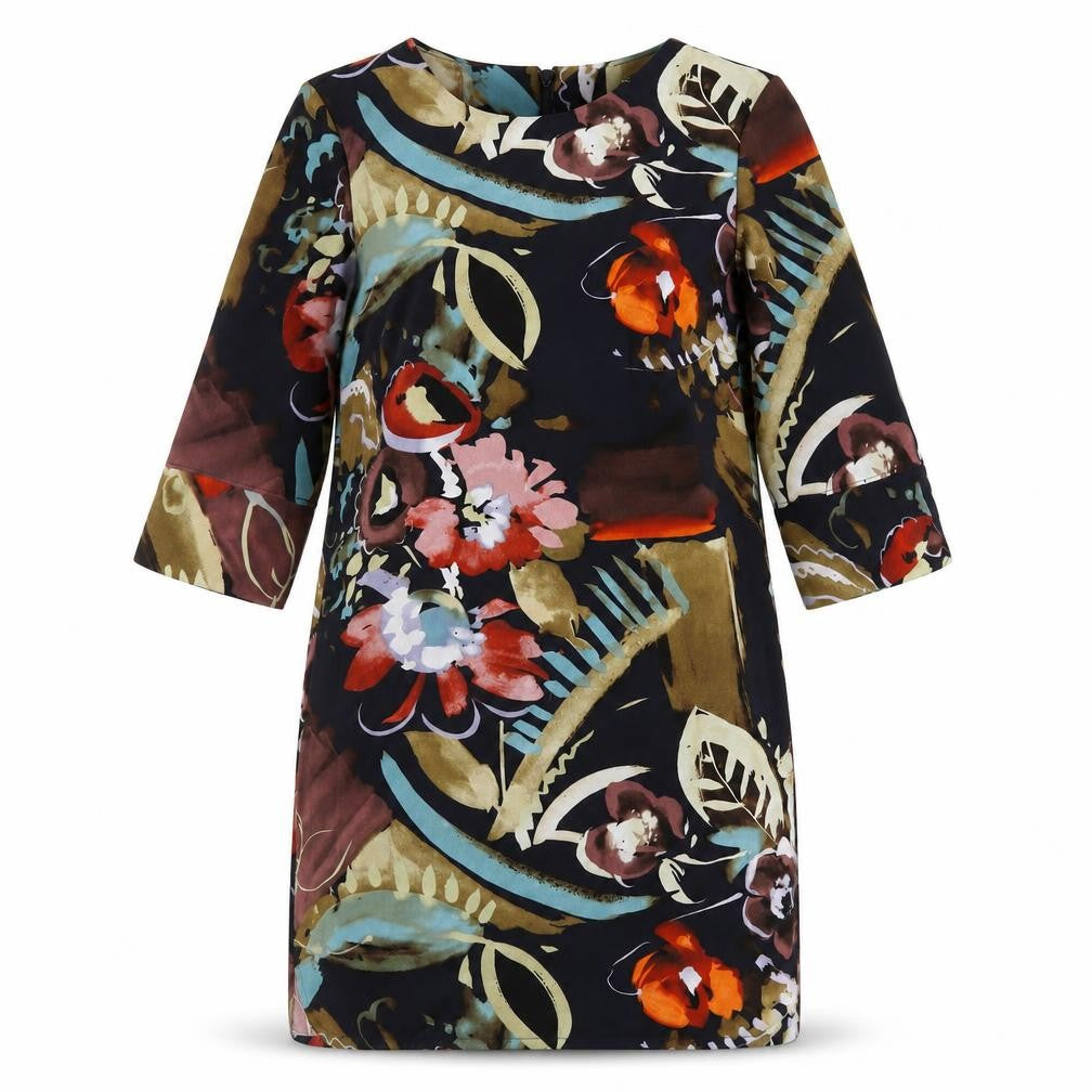 Marks & Spencer Womens Multicoloured Geometric Polyester A-Line Size 12 Round Neck Pullover