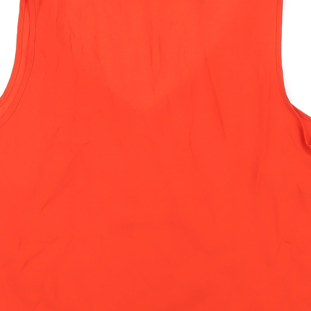 Marks and Spencer Womens Orange Polyester Basic Tank Size 14 V-Neck