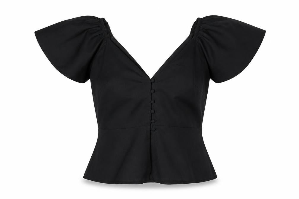 ASOS Womens Black Polyester Basic Blouse Size 8 V-Neck
