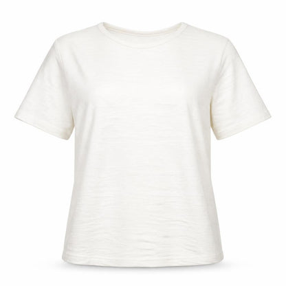 EWM Womens Ivory Polyester Basic T-Shirt Size M Round Neck