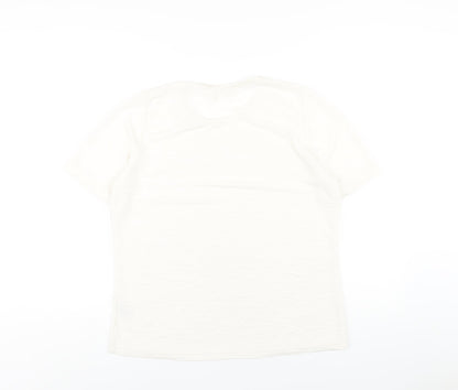 EWM Womens Ivory Polyester Basic T-Shirt Size M Round Neck