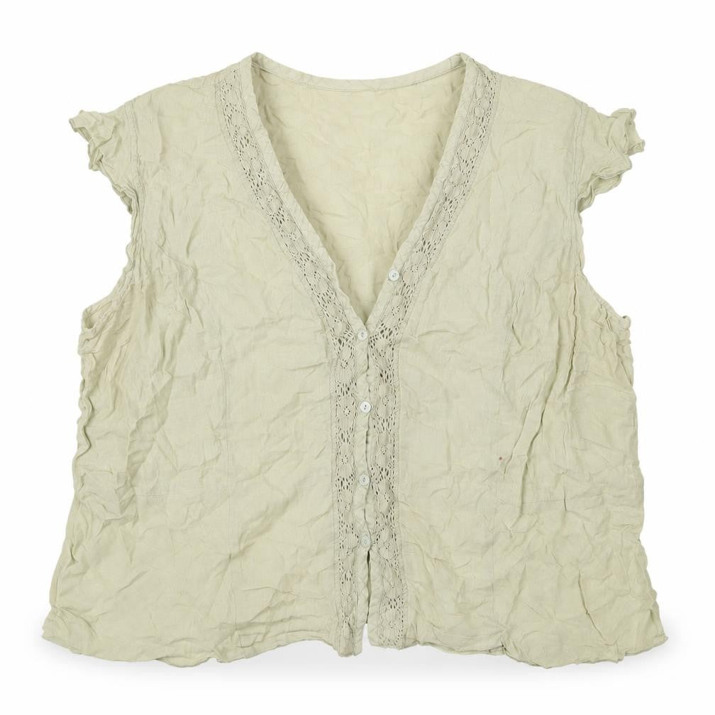 Venezia Womens Green Cotton Basic Button-Up Size 22 V-Neck