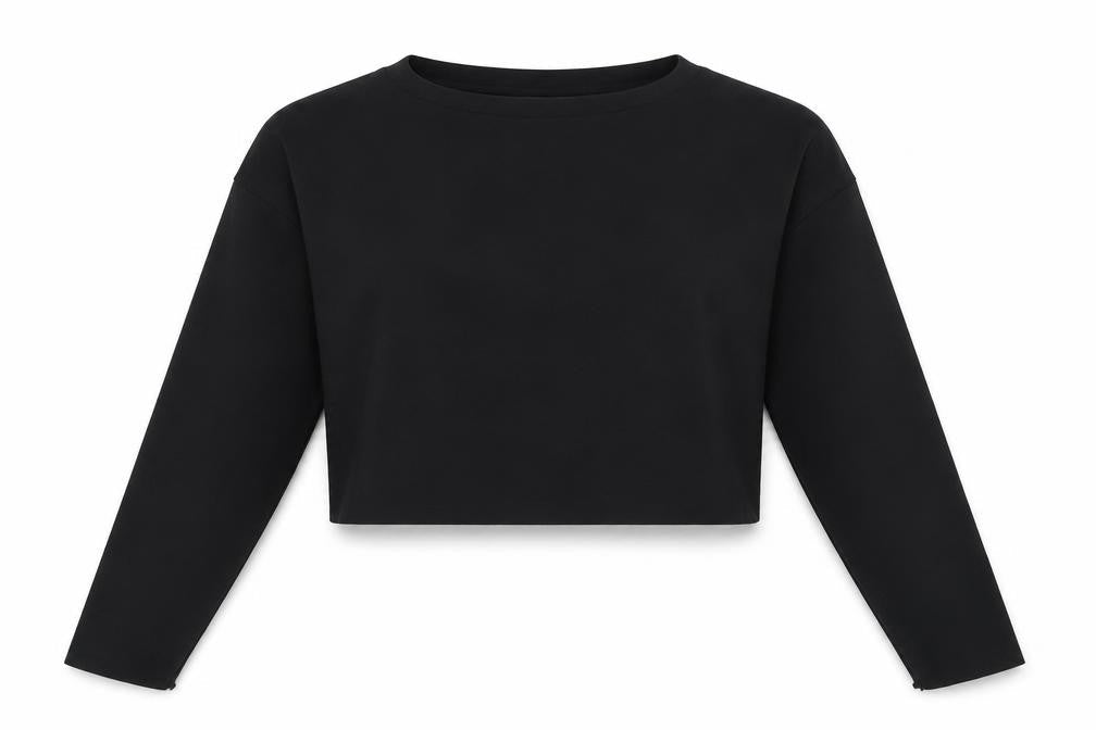 Missguided Womens Black Polyester Cropped T-Shirt Size 10 Mock Neck