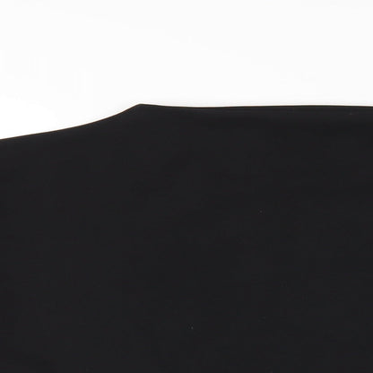 Close-up detail of Missguided women’s black polyester cropped t-shirt, size UK 10, mock neck