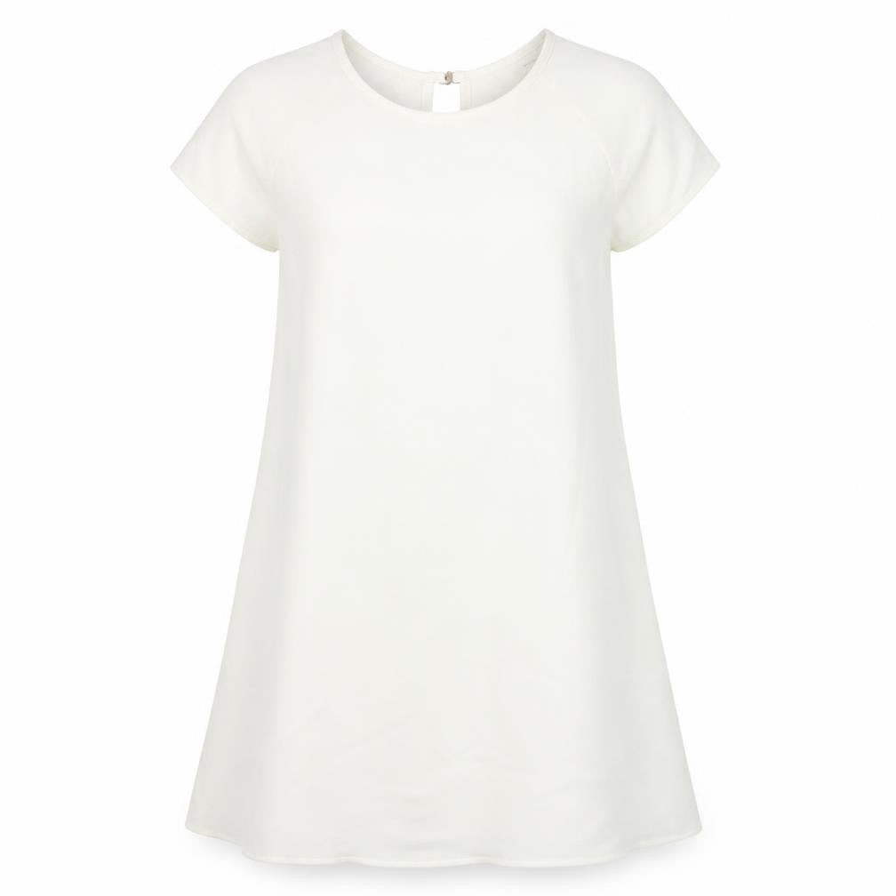 River Island Womens Ivory Polyester A-Line Size 14 Round Neck Buckle