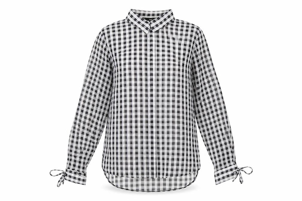 NEXT Womens Grey Check Polyester Basic Button-Up Size 12 Collared