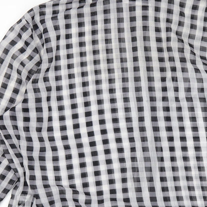 Next Womens Grey Check Polyester Basic Button-Up Size 12 Collared