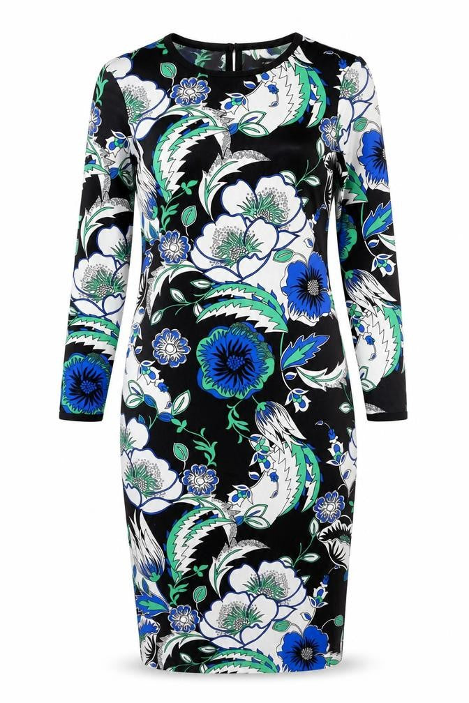 Autograph Womens Multicoloured Geometric Polyester Pencil Dress Size 12 Round Neck Zip - Floral Print
