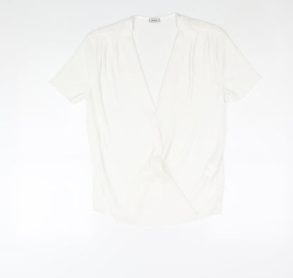 Pimkie Womens White Polyester Basic Blouse Size M V-Neck - Plisse