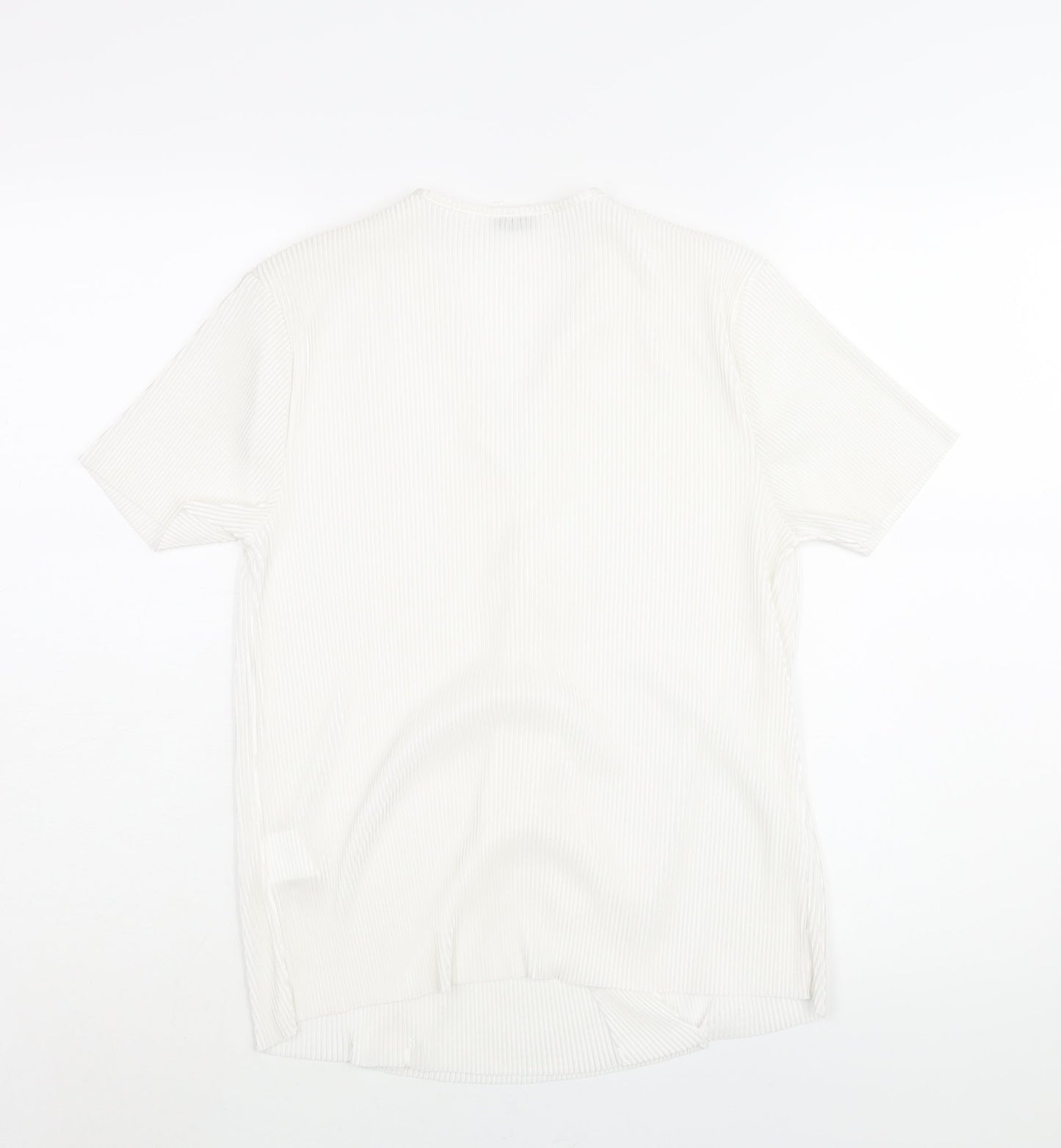 Pimkie Womens White Polyester Basic Blouse Size M V-Neck - Plisse