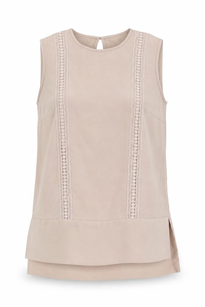 Warehouse Womens Pink Polyester Camisole Blouse Size 8 Round Neck - Lace Detail