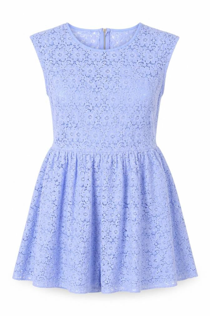 Oasis Womens Blue Cotton A-Line Size 10 Round Neck Zip