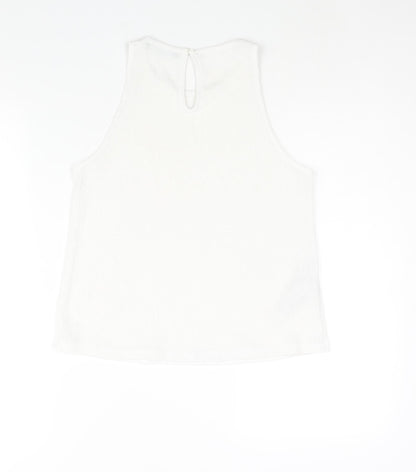 Mango Womens White Polyester Camisole Blouse Size S Round Neck
