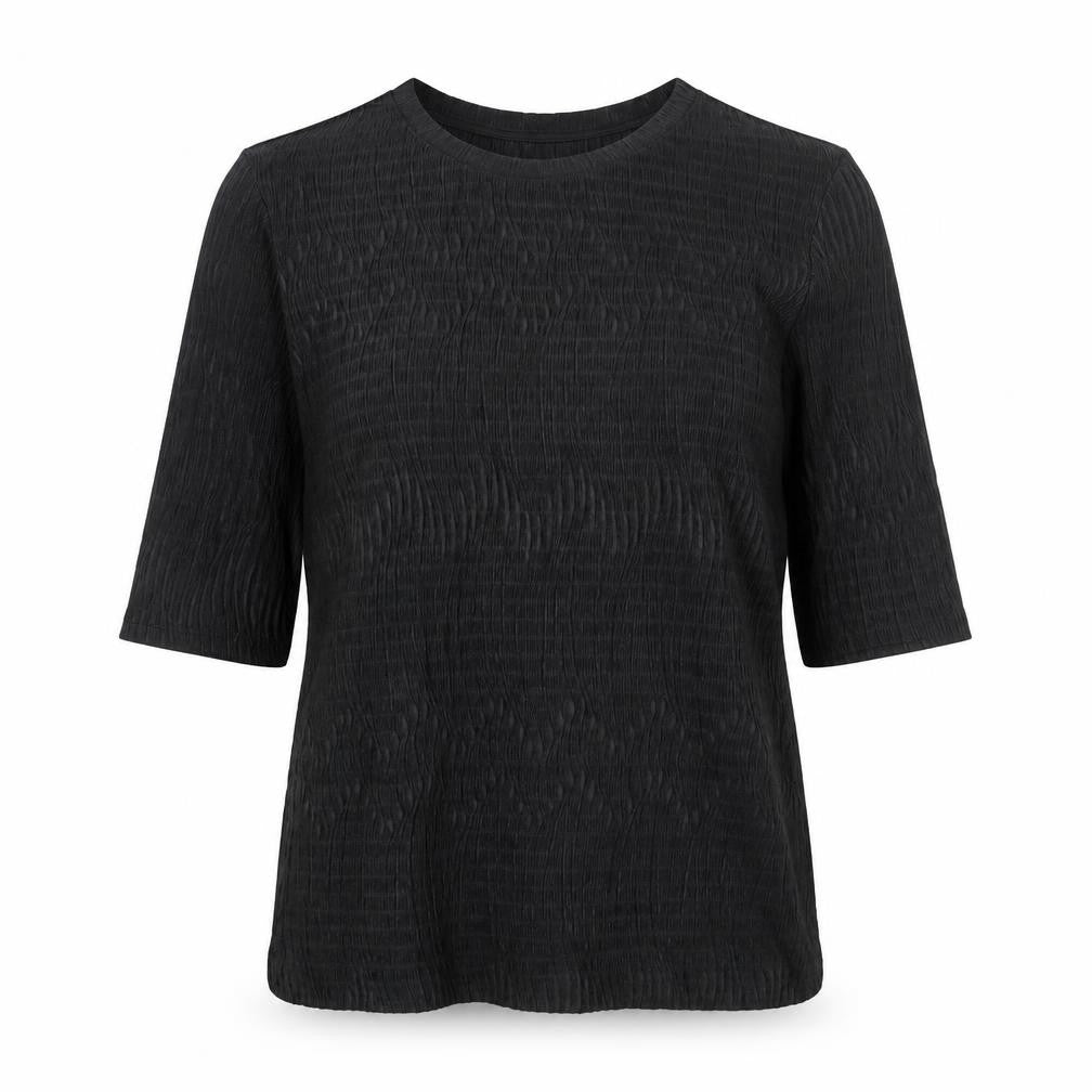 Zara Womens Black Polyester Basic Blouse Size M Round Neck - Textured