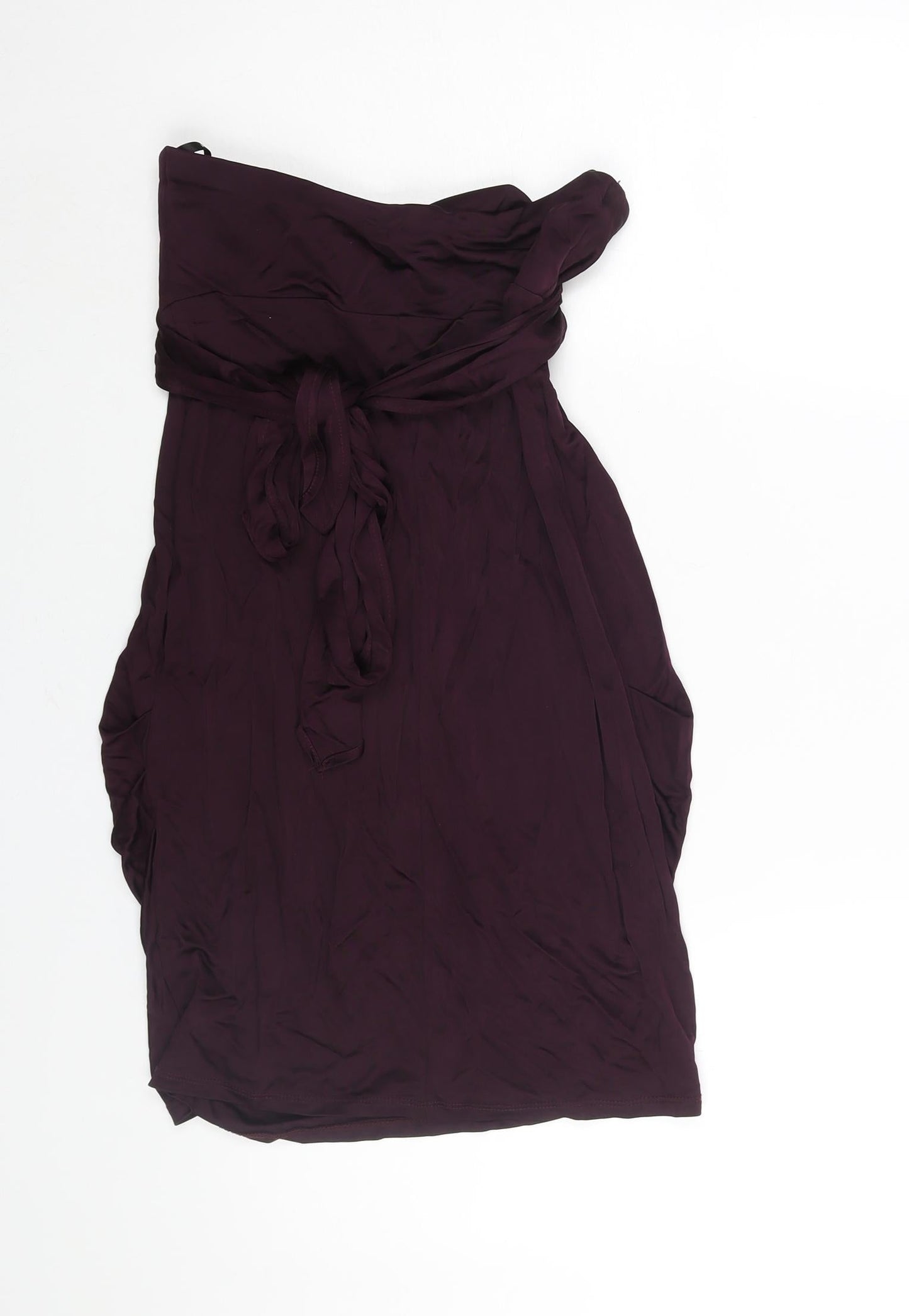 Warehouse Womens Purple Viscose Mini Size 12 Sweetheart Pullover - Tie Detail
