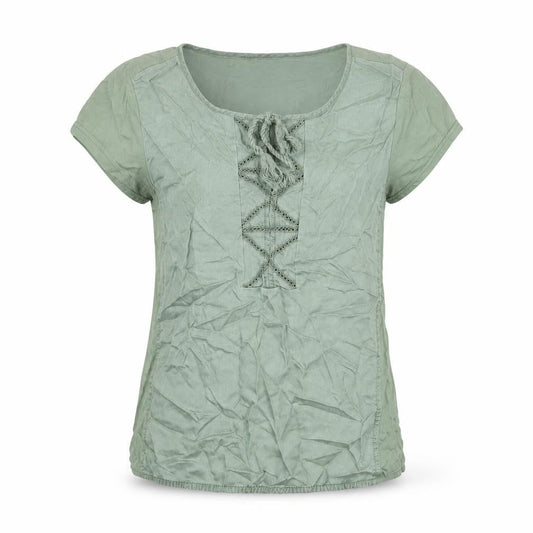 Sandwich Womens Green Lyocell Basic Blouse Size 10 Round Neck - Embroidered Detail