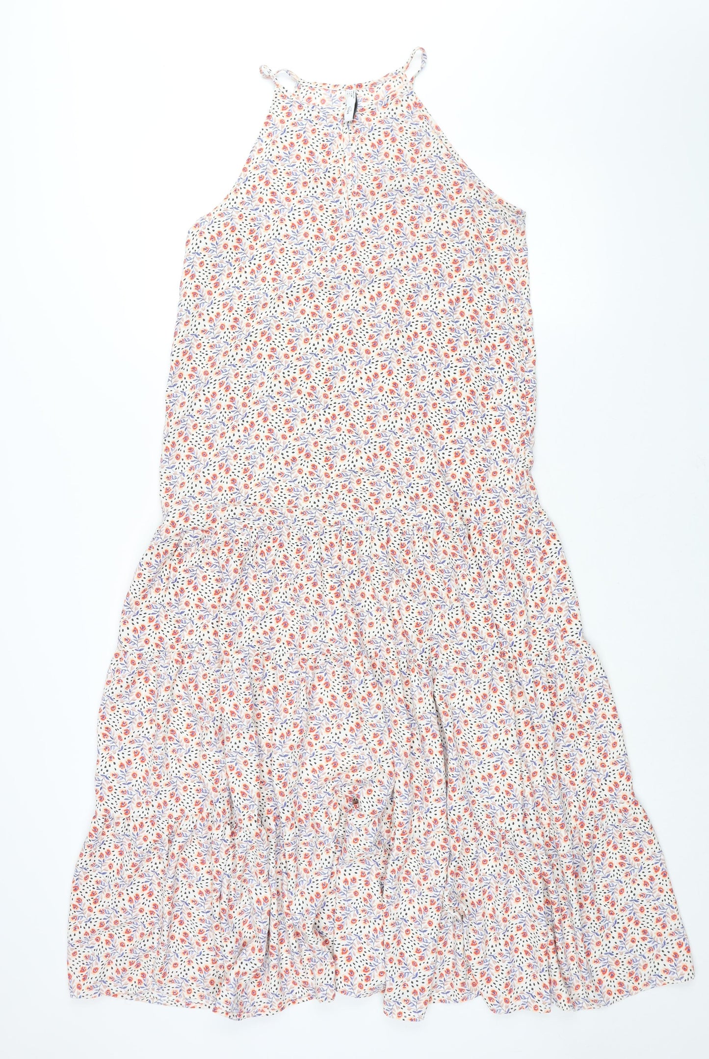 Mango Womens Multicoloured Geometric Polyester Maxi Size S Round Neck Hook & Eye - Smocked Floral Print