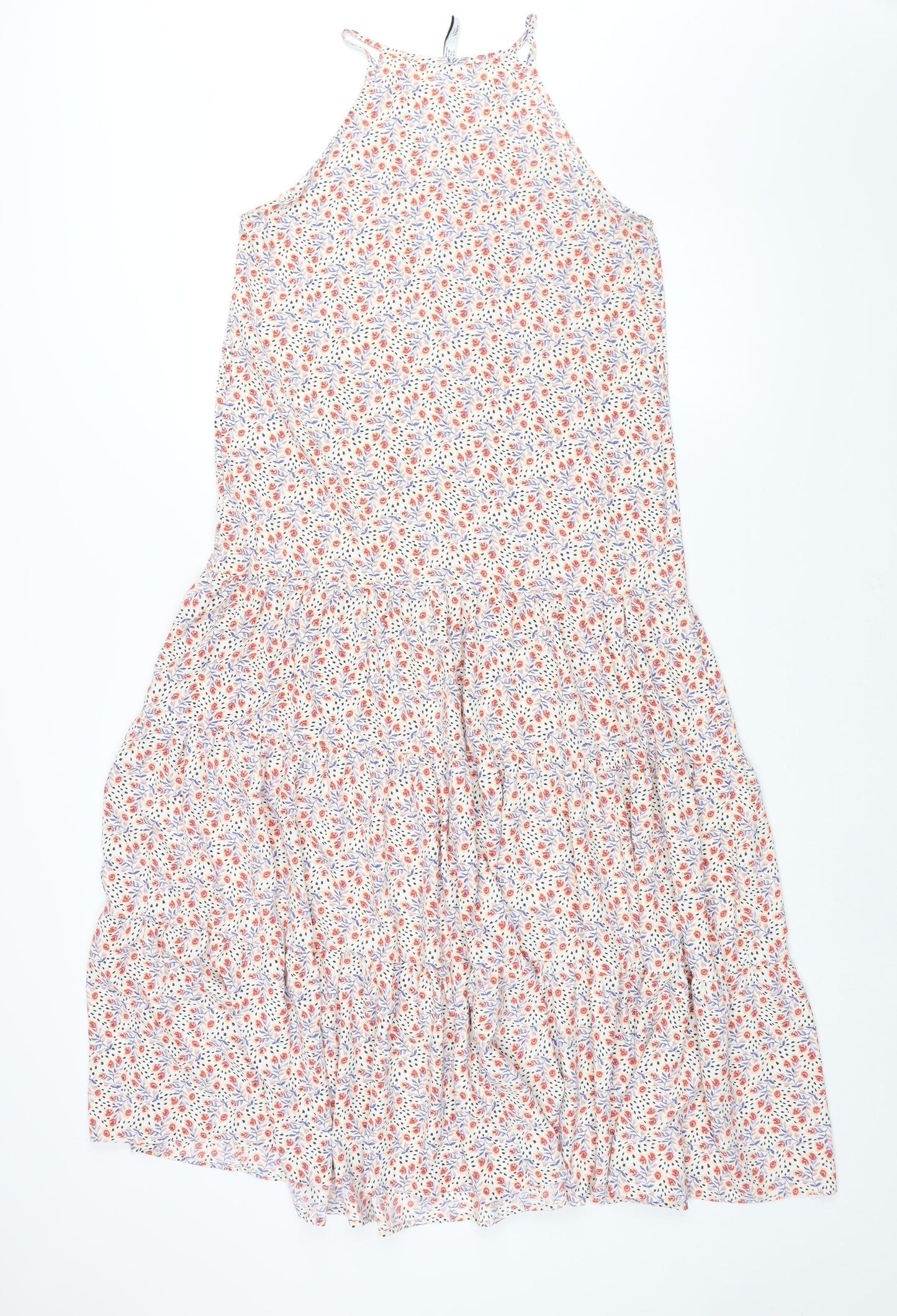 Mango Womens Multicoloured Geometric Polyester Maxi Size S Round Neck Hook & Eye - Smocked Floral Print