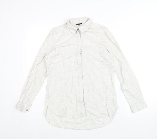 Warehouse Womens Green Polyester Basic Button-Up Size 8 Collared
