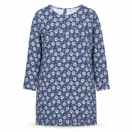 Alice Collins Womens Blue Geometric Polyester Shift Size 10 Round Neck Button