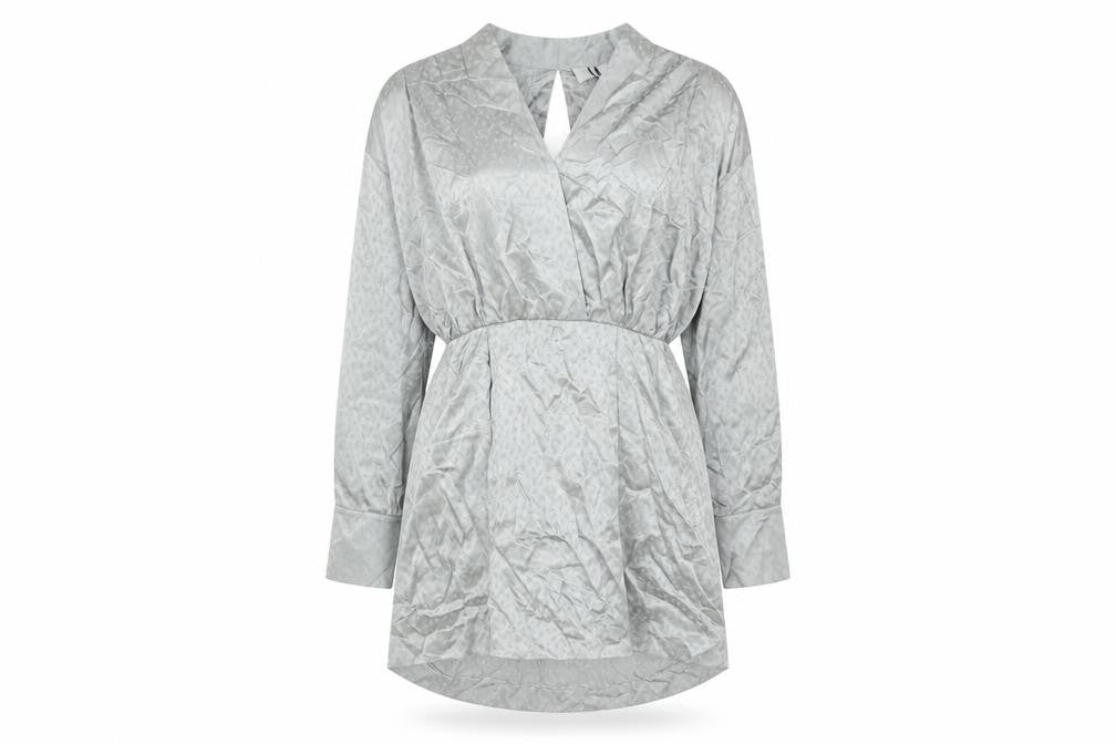 Topshop Womens Silver Geometric Silk Mini Size 8 V-Neck Zip