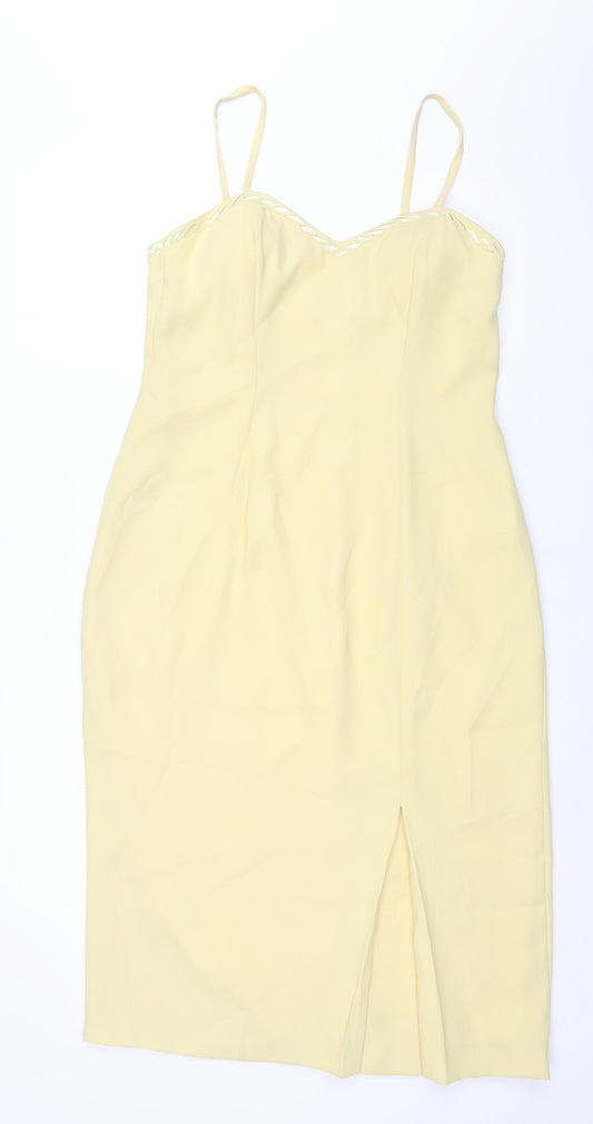Frances Lee Womens Yellow Polyester Shift Size 14 Sweetheart Zip - Closed Vent Detail