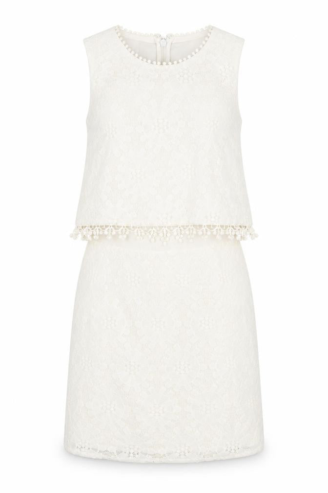 Topshop Womens Ivory Polyester Mini Size 8 Round Neck Zip