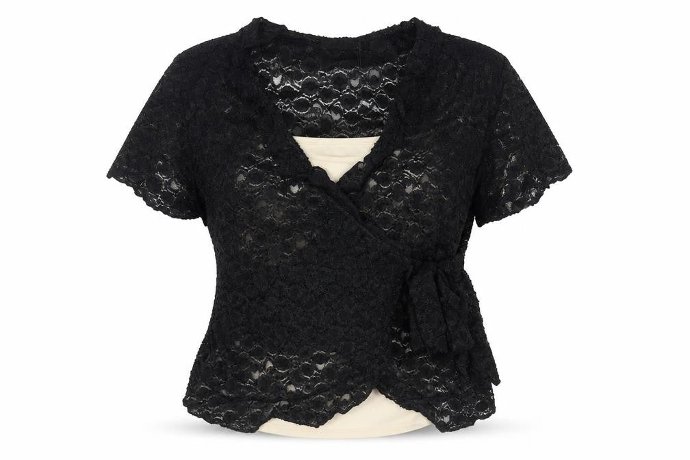 Wrapt Womens Black Nylon Wrap Blouse Size 20 V-Neck