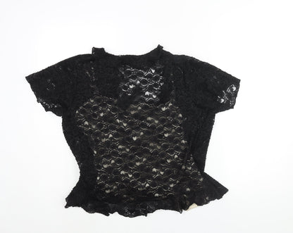 Wrapt Womens Black Nylon Wrap Blouse Size 20 V-Neck