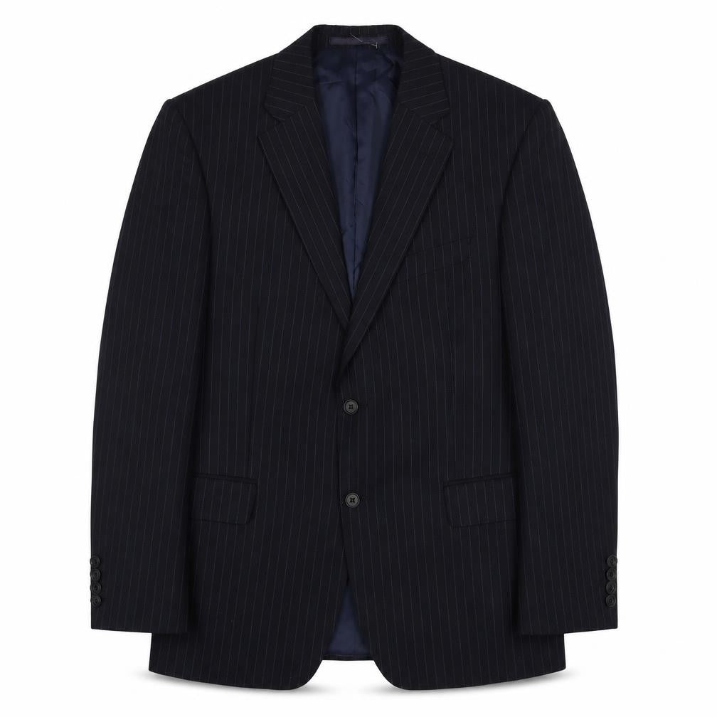 Marks & Spencer Mens Blue Striped Wool Jacket Suit Jacket Size 40 Regular - Inside Pockets