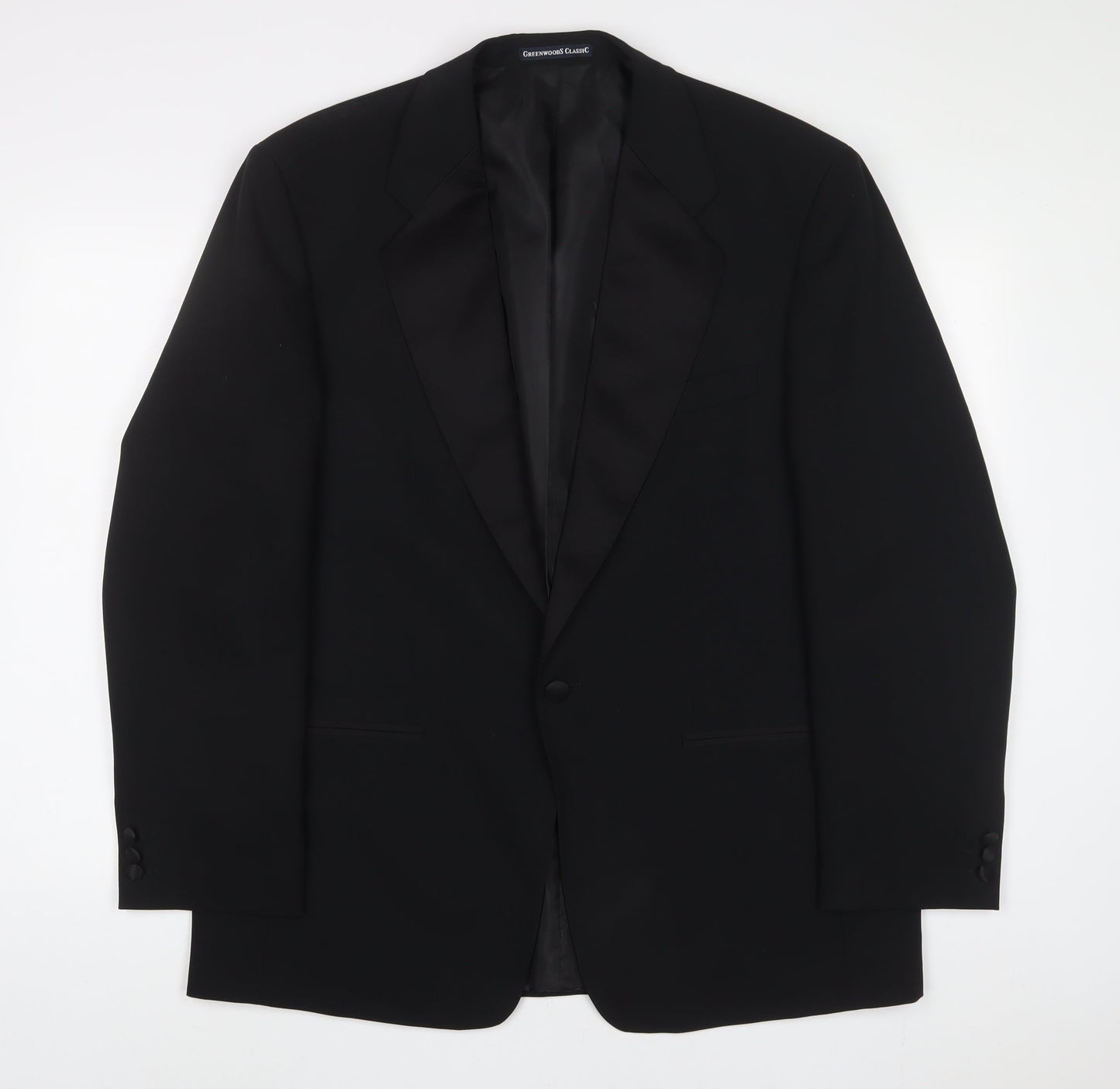 Greenwoods Mens Black Polyester Jacket Suit Jacket Size 42 Regular - Inside pockets