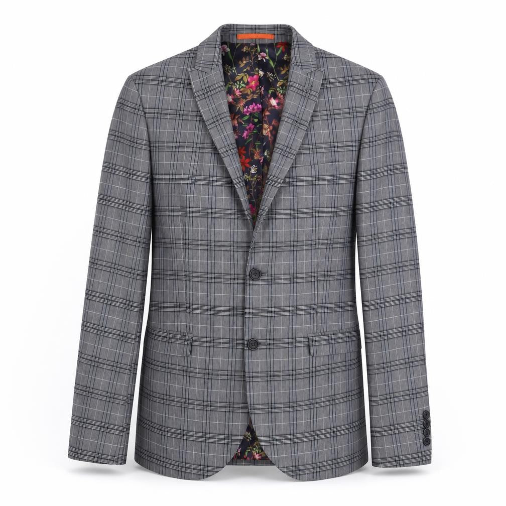 NEXT Mens Grey Plaid Polyester Jacket Suit Jacket Size 38 Regular