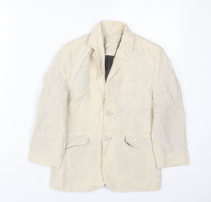 Additional front view of Autograph boys’ beige jacket blazer, size 8, years button