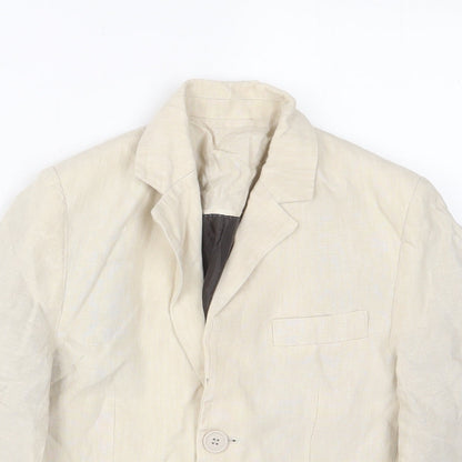 Close-up detail of Autograph boys’ beige jacket blazer, size 8, years button