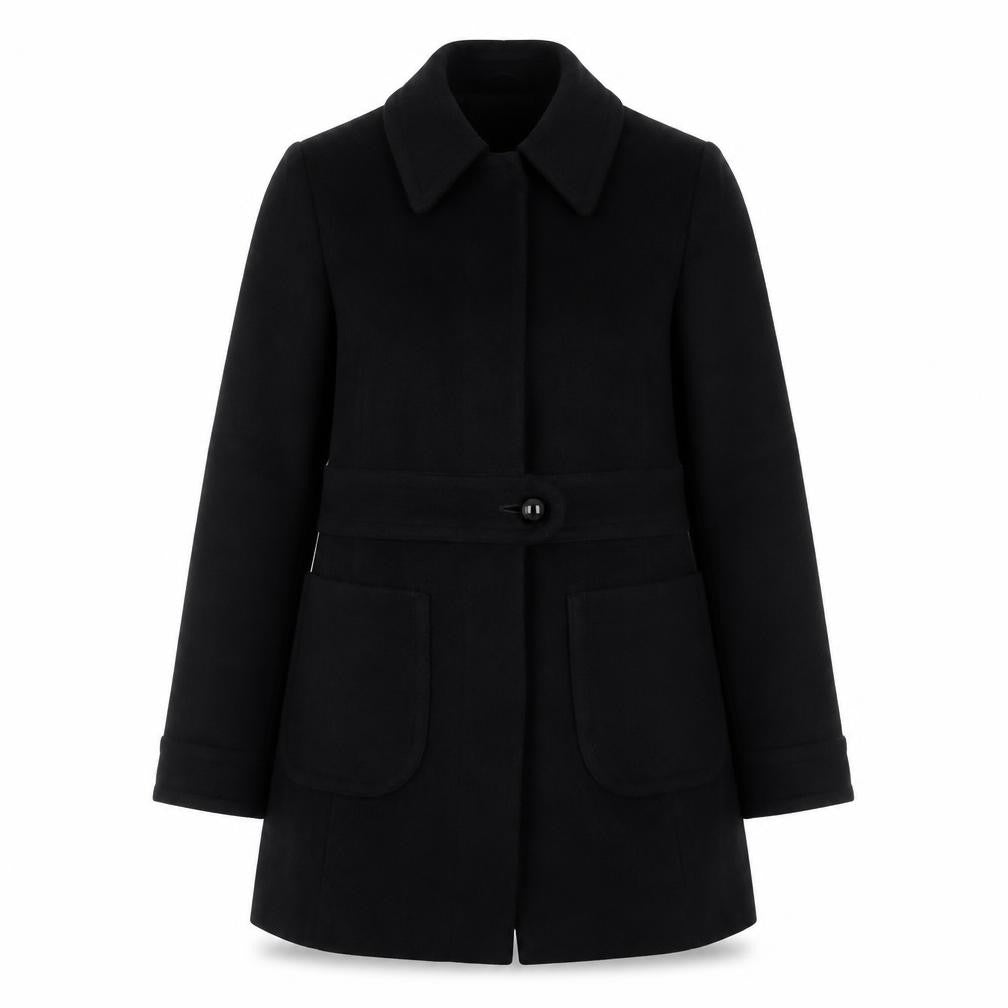 Editions Womens Black Overcoat Coat Size 8 Button
