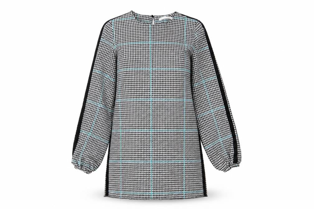 Zara Womens Black Houndstooth Polyester Sheath Size S Boat Neck Button
