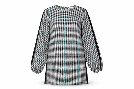 Zara Womens Black Houndstooth Polyester Sheath Size S Boat Neck Button