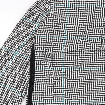 Zara Womens Black Houndstooth Polyester Sheath Size S Boat Neck Button