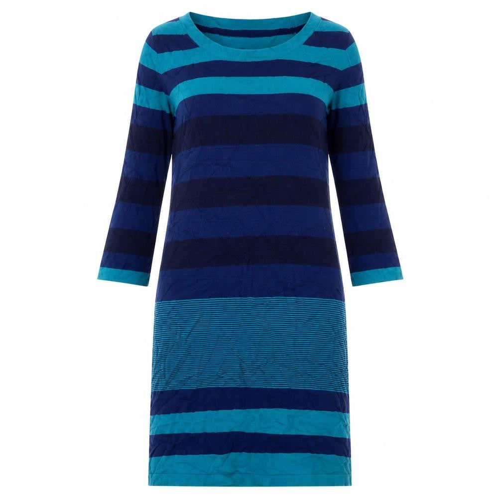 M.J.J.J Womens Blue Striped Viscose Jumper Dress Size M Scoop Neck Pullover