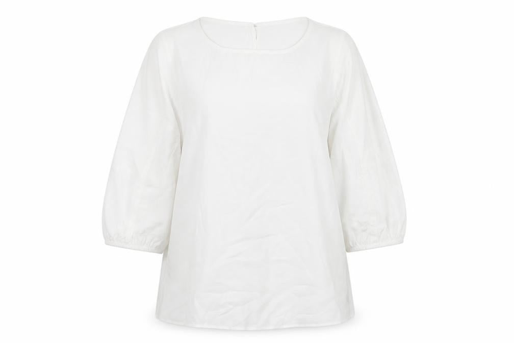 M&Co Womens White Polyester Basic T-Shirt Size 14 Crew Neck