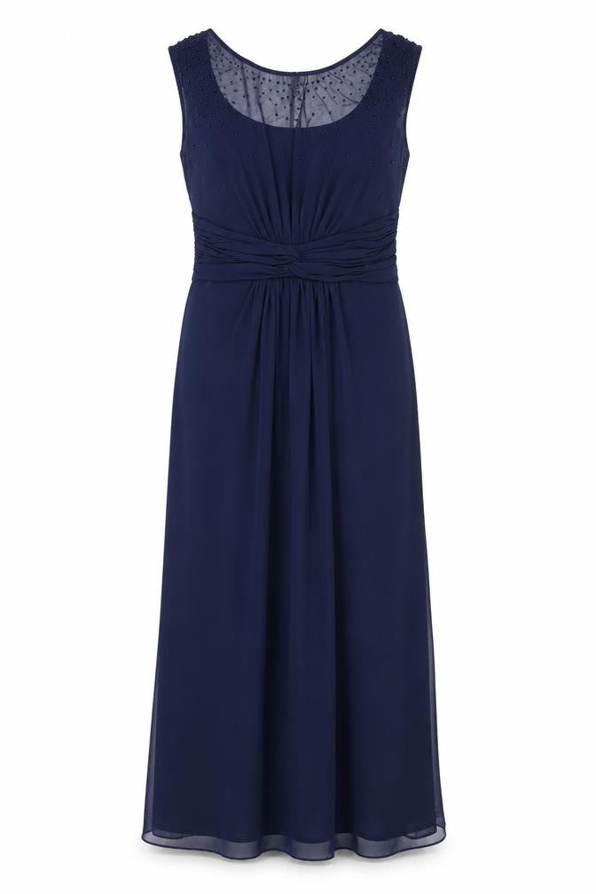 Coast Womens Blue Polyester Maxi Size 10 Scoop Neck Zip - Studded