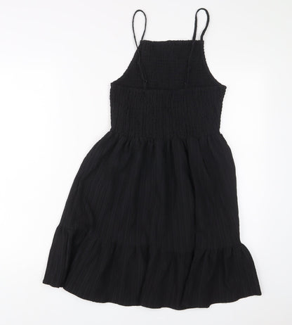 Back view of ASOS women’s black polyester a-line, size UK 6, square neck pullover
