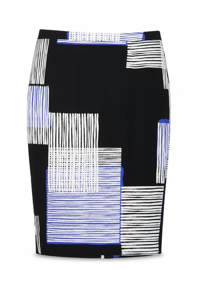 NEXT Womens Black Geometric Polyester A-Line Skirt Size 10 Zip