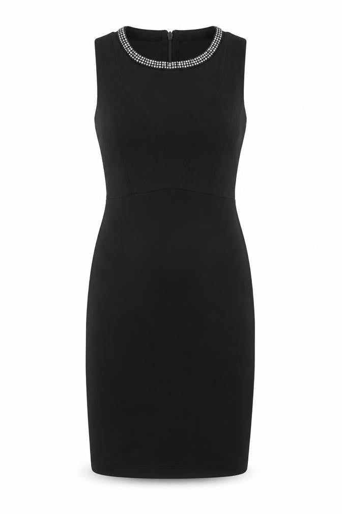 Topshop Womens Black Polyester A-Line Size 10 Crew Neck Zip - Studded
