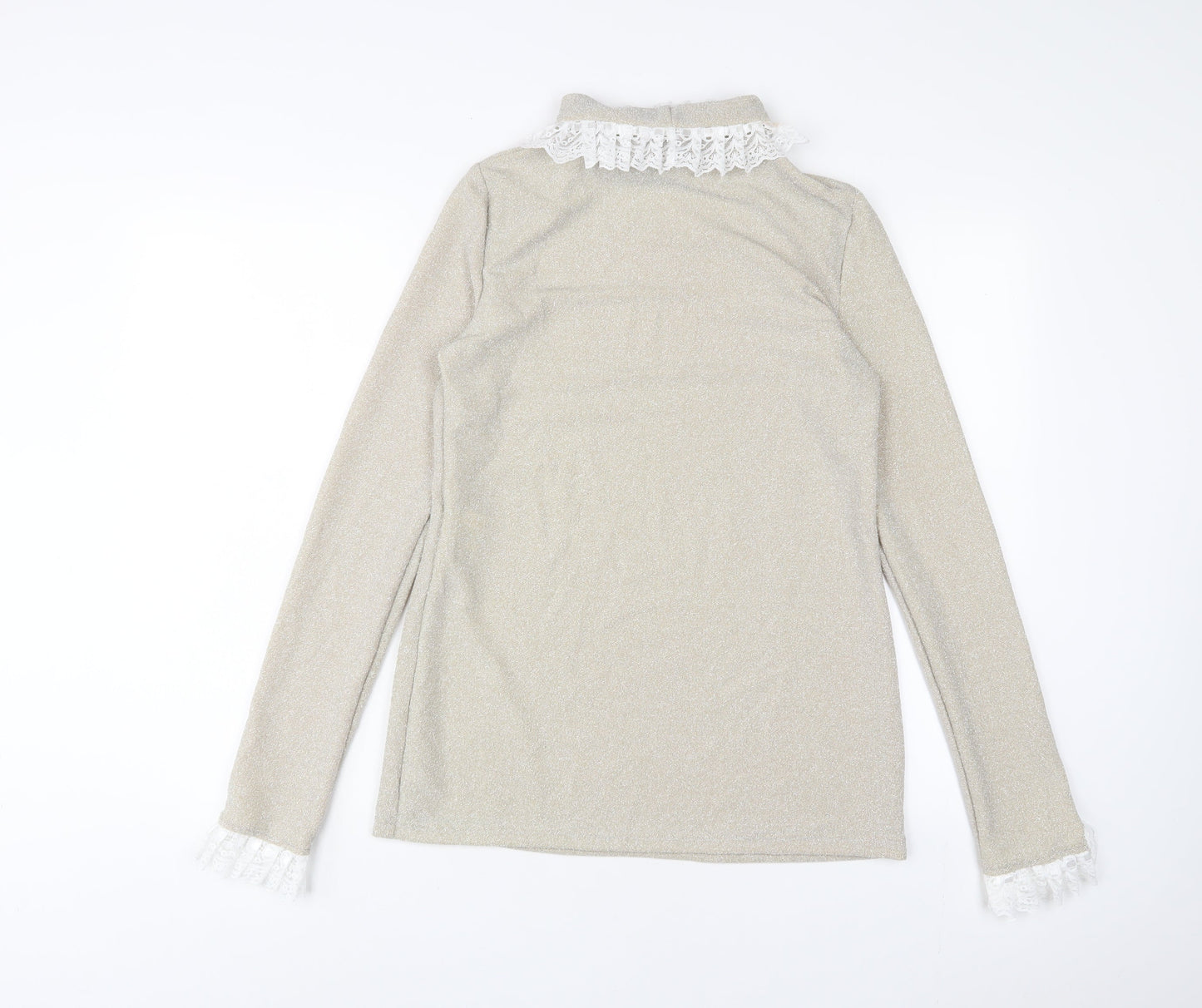 Acheval Womens Gold Polyamide Pullover Sweatshirt Size L Pullover - Glitter