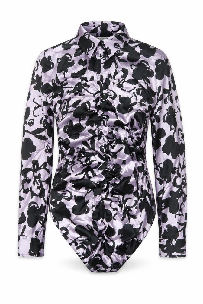 Zara Womens Purple Animal Print Polyester A-Line Size M Collared Button