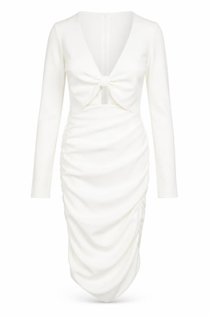 Zara Womens White Polyester Bodycon Size XS V-Neck Zip