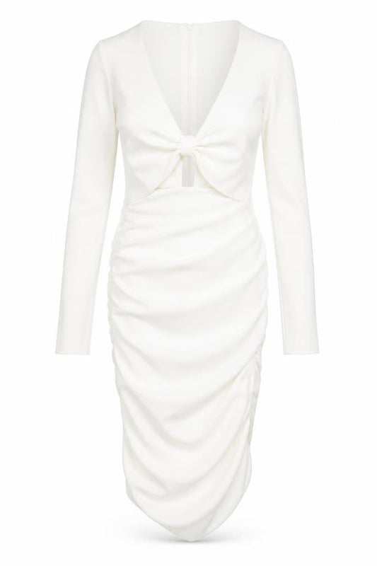 Zara Womens White Polyester Bodycon Size XS V-Neck Zip