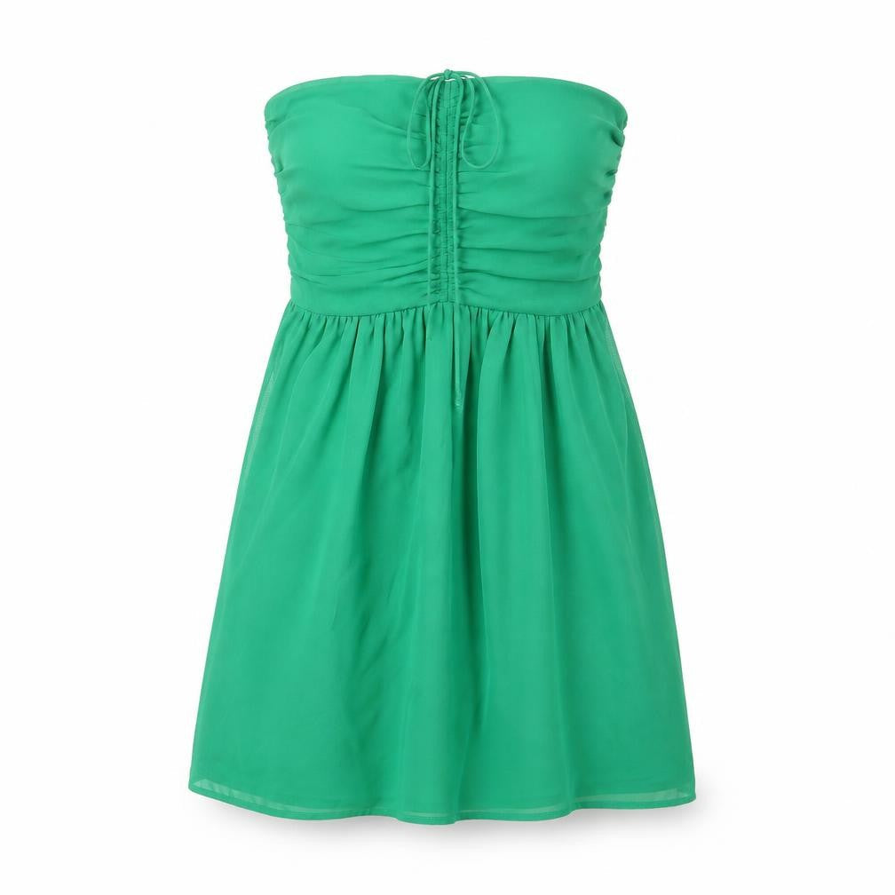 Zara Womens Green Polyester A-Line Size S Off the Shoulder Zip