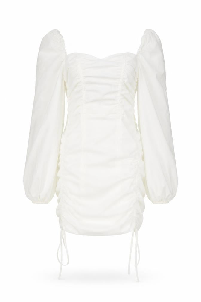 PRETTYLITTLETHING Womens White Polyester A-Line Size 6 Square Neck Zip